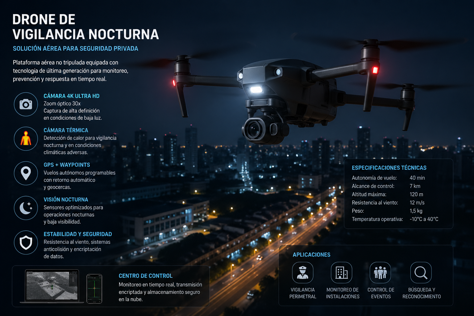 Drone de vigilancia nocturna Hawk